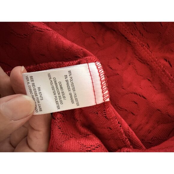 Danny & Nicole Fit & Flare Dress Women’s 12 Red Black Jacquard Knit Half Sleeve - Picture 8 of 9